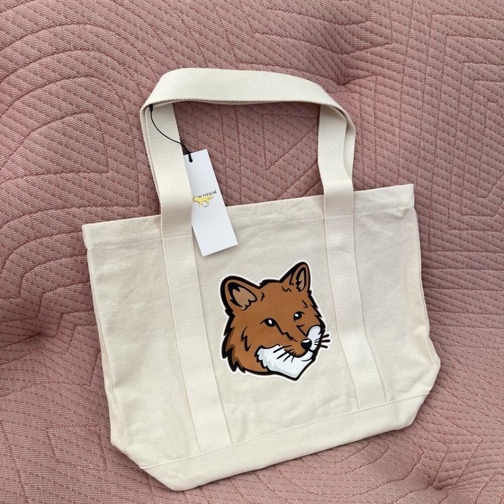 NWT - Maison Kitsune Fox Head Tote Bag - Ecru🦊🤍